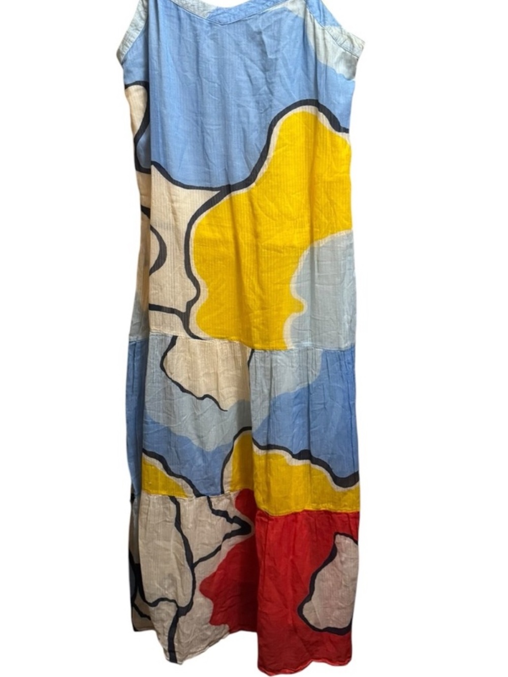 Loft Beach Abstract Colorblock Maxi Dress in Blue, Yellow & Red